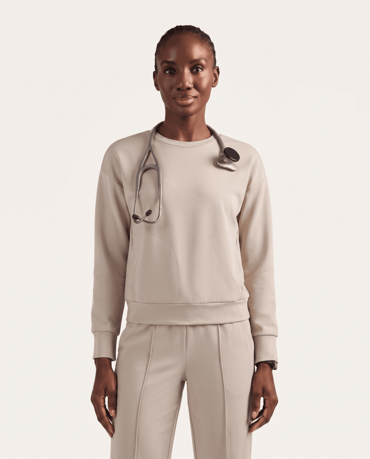 Long-Sleeve Crew-Neck Top Birch - Scrubloop
