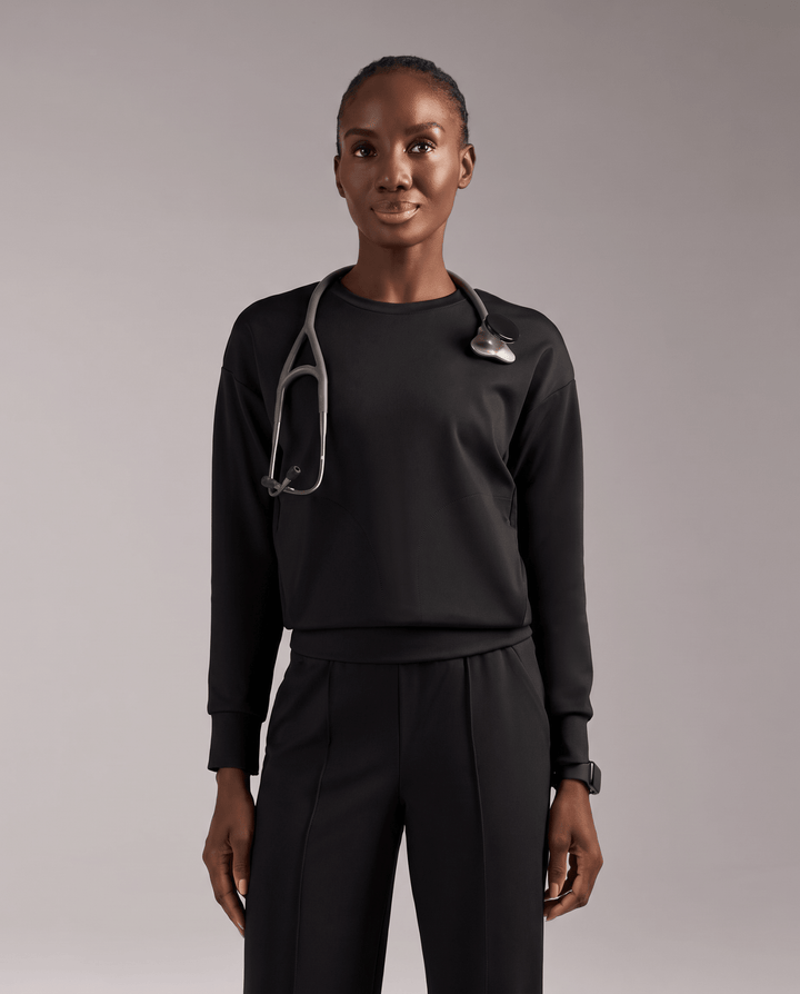 Long-Sleeve Crew-Neck Top Black