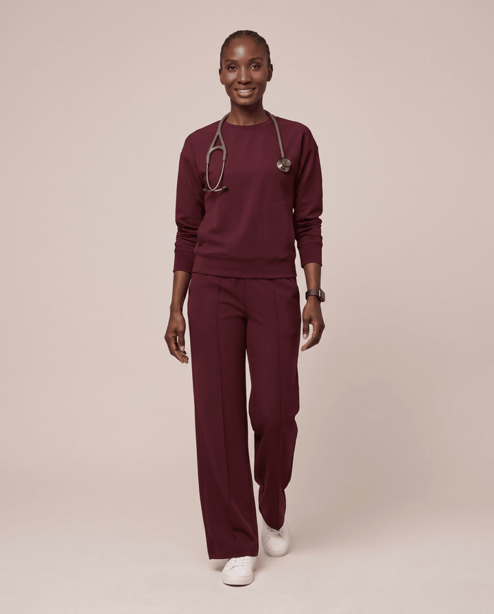 Long-Sleeve Crew-Neck Top Burgundy