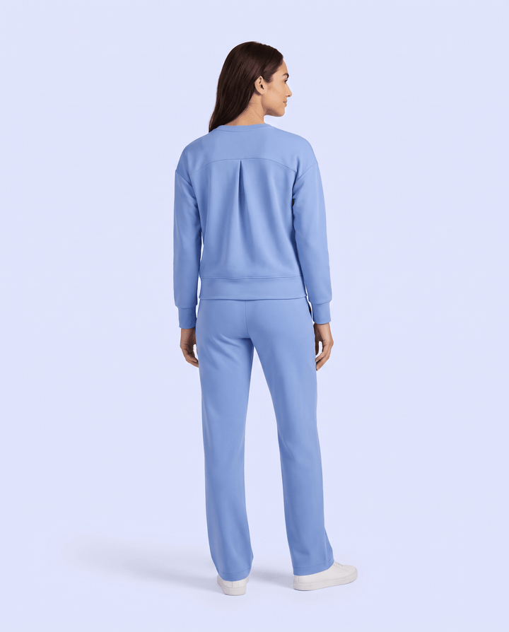 Long-Sleeve Crew-Neck Top Ceil Blue