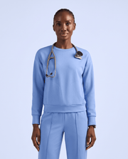 Long-Sleeve Crew-Neck Top Ceil Blue
