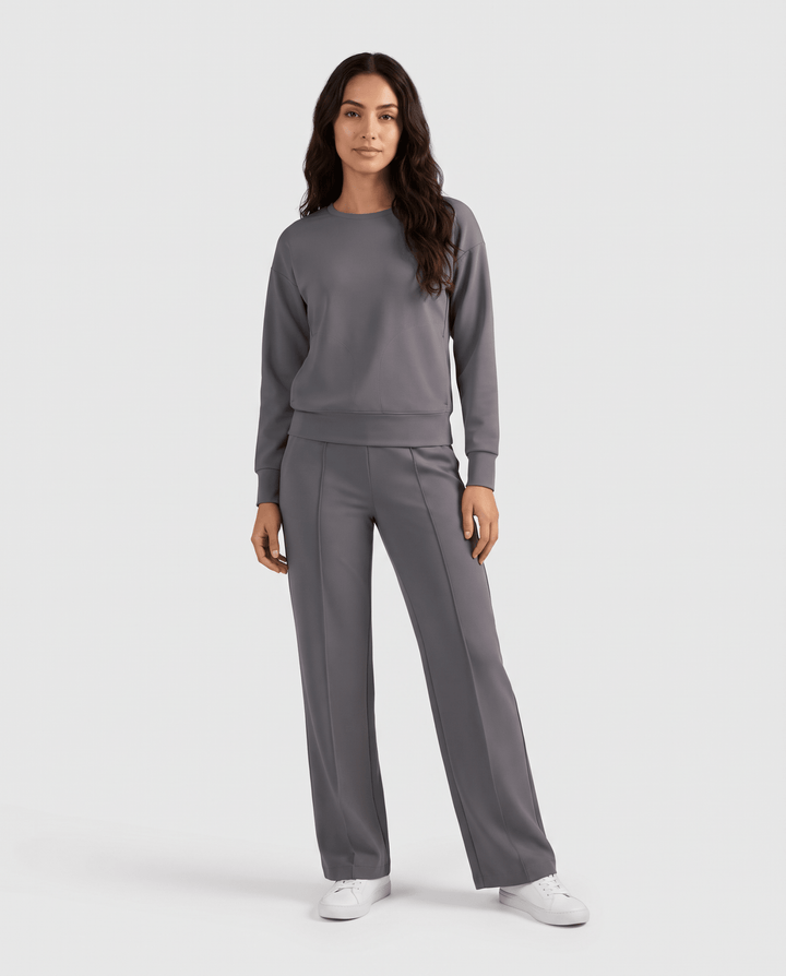Long-Sleeve Crew-Neck Top Heather Gray