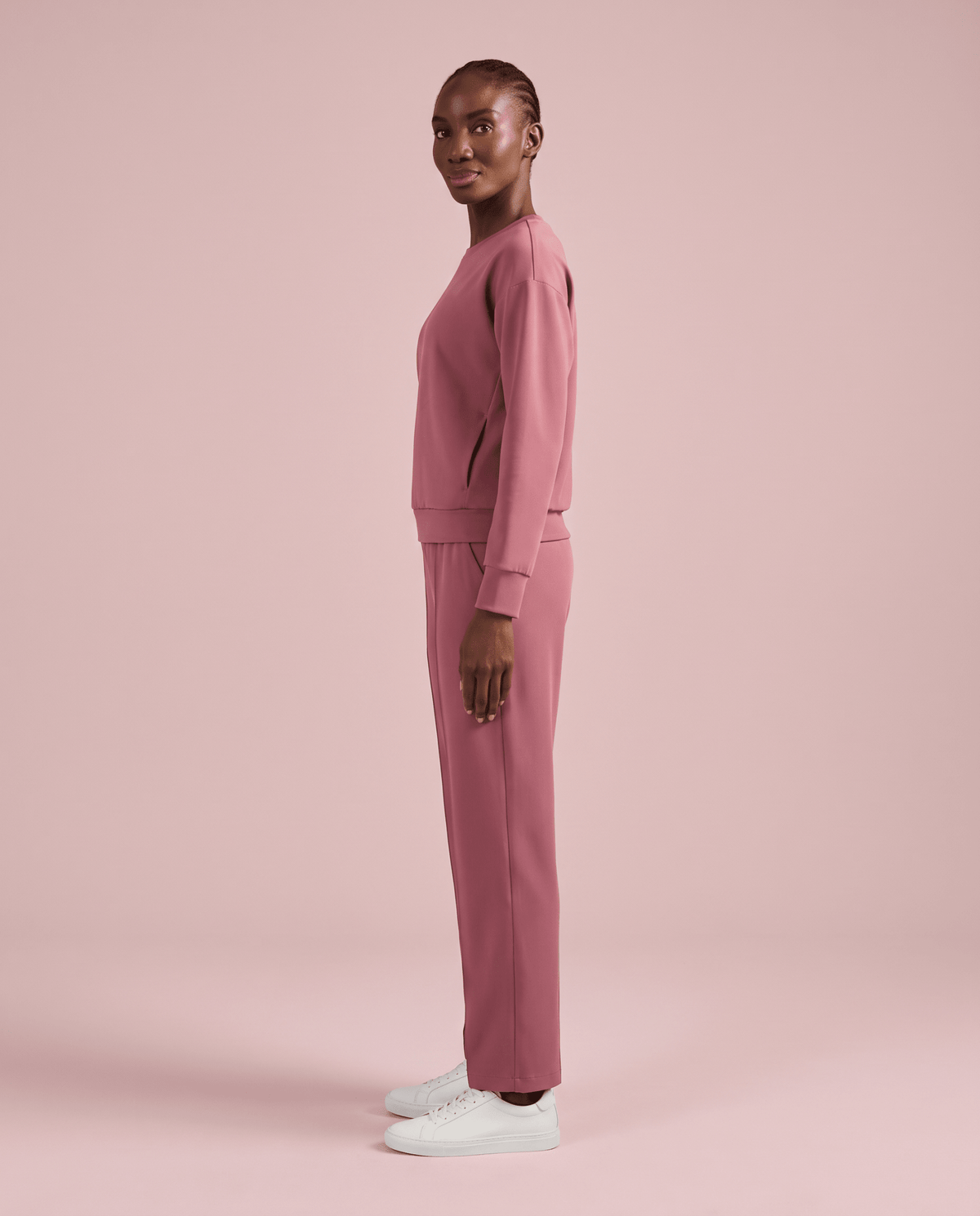 Long-Sleeve Crew-Neck Top Mauve - Scrubloop