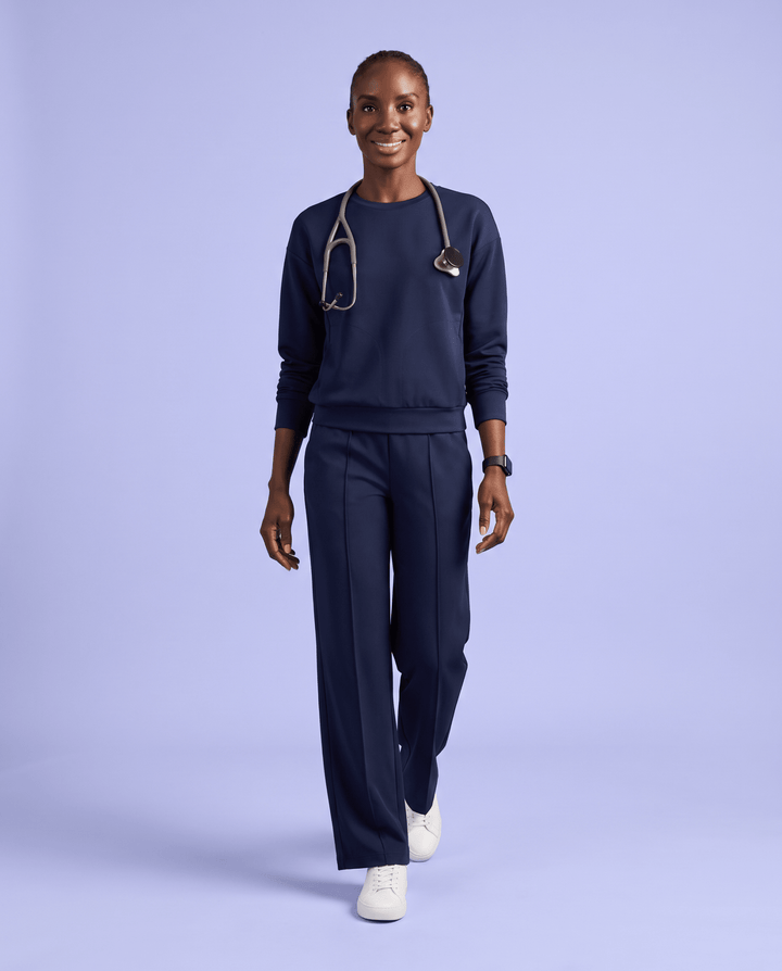 Long-Sleeve Crew-Neck Top Navy