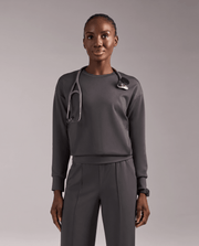 Long-Sleeve Crew-Neck Top Pewter