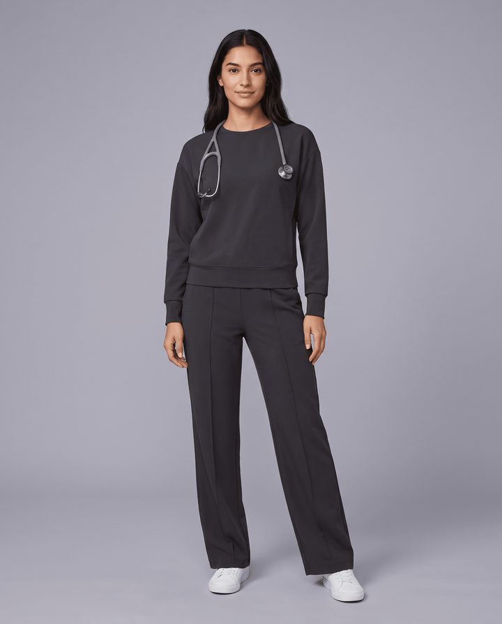 Long-Sleeve Crew-Neck Top Pewter