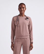 Long-Sleeve Crew-Neck Top Smokey Taupe
