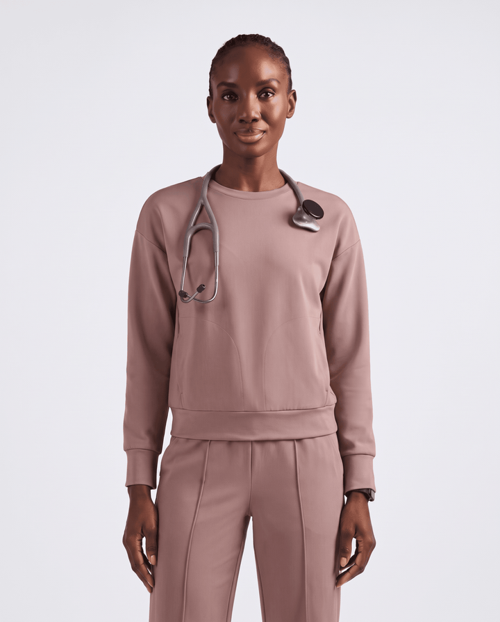 Long-Sleeve Crew-Neck Top Smokey Taupe