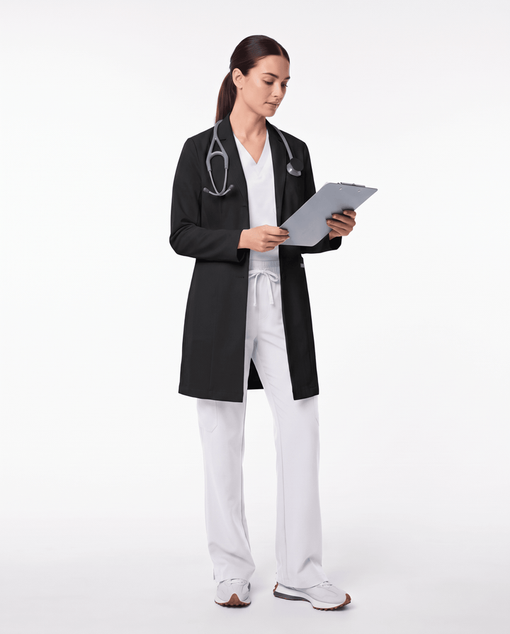 Long Slim Lab Coat Black
