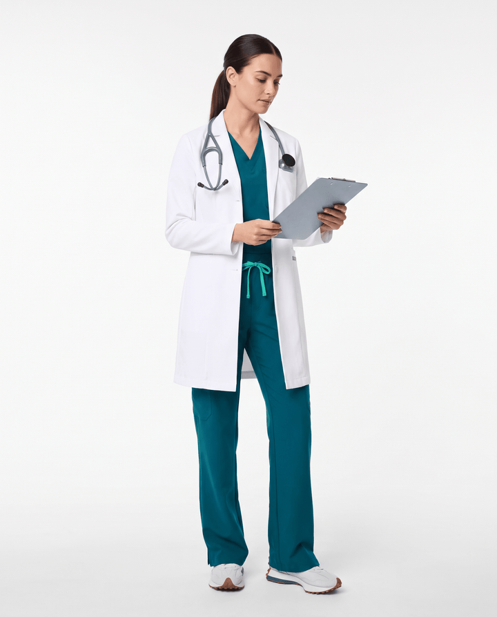 Long Slim Lab Coat White