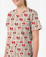 Lovely Coquette Bow Stethoscope Band-Aid Valentine Scrub Top - Scrubloop