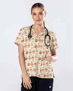 Lovely Duck Nurse Hearts Scrub Top - Scrubloop