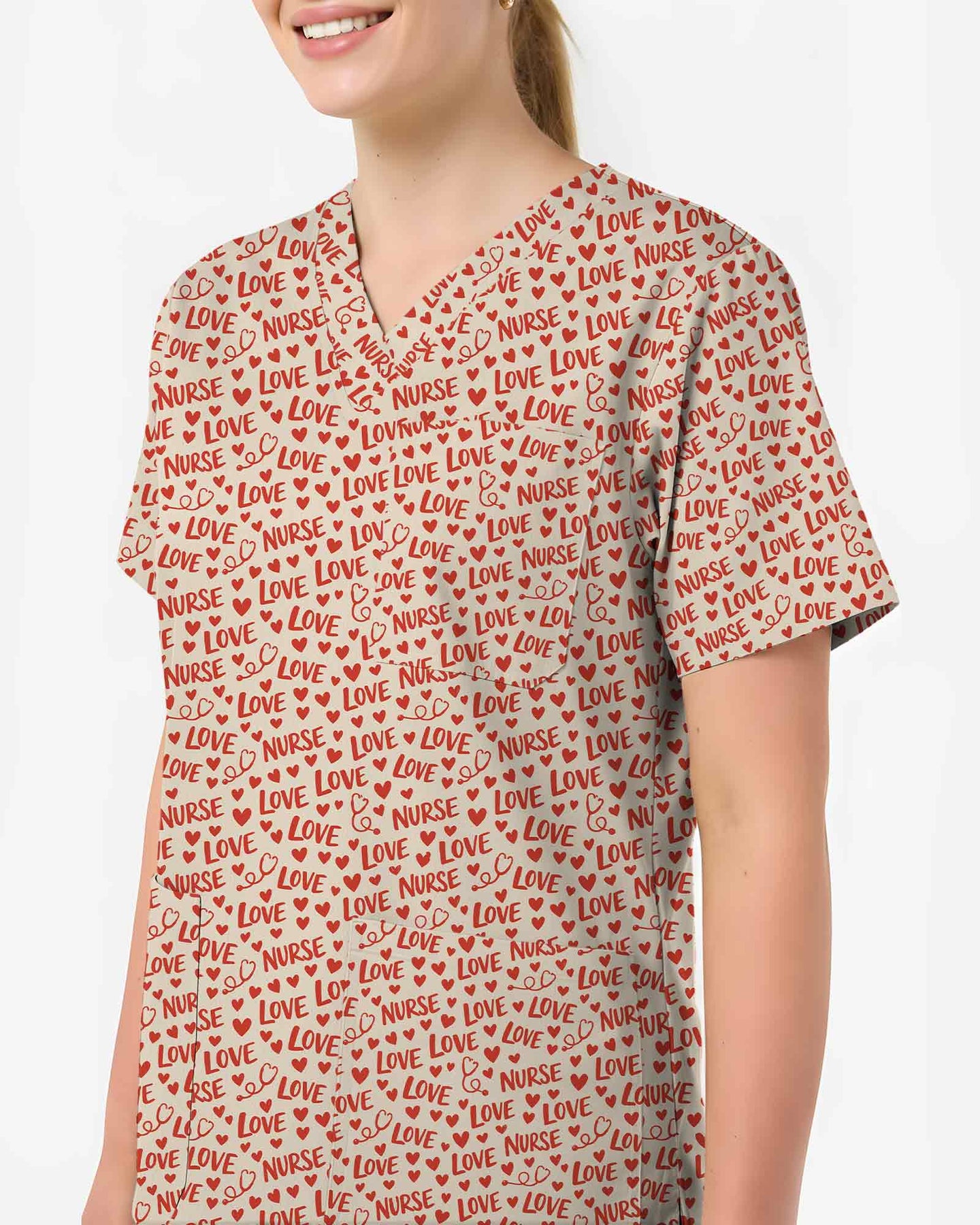 Lovely Love Nurse Heart Scrub Top - Scrubloop