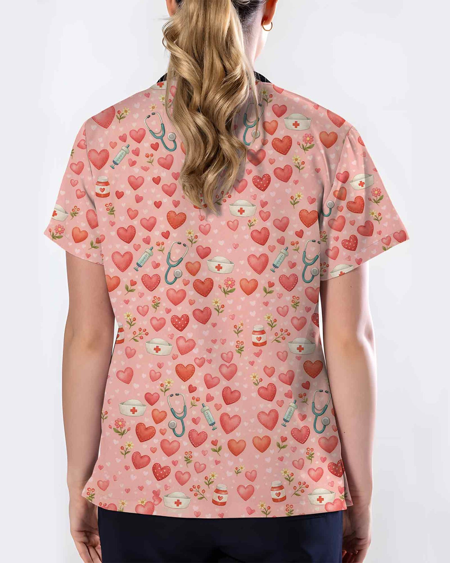 Lovely Nurse Valentine Heart Medical Scrub Top - Scrubloop