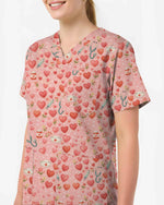 Lovely Nurse Valentine Heart Medical Scrub Top - Scrubloop