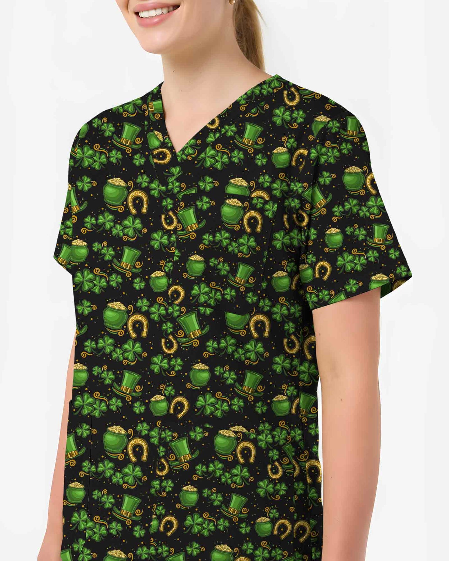 Lucky Clover St. Patrick’s Day Scrub Top - Scrubloop