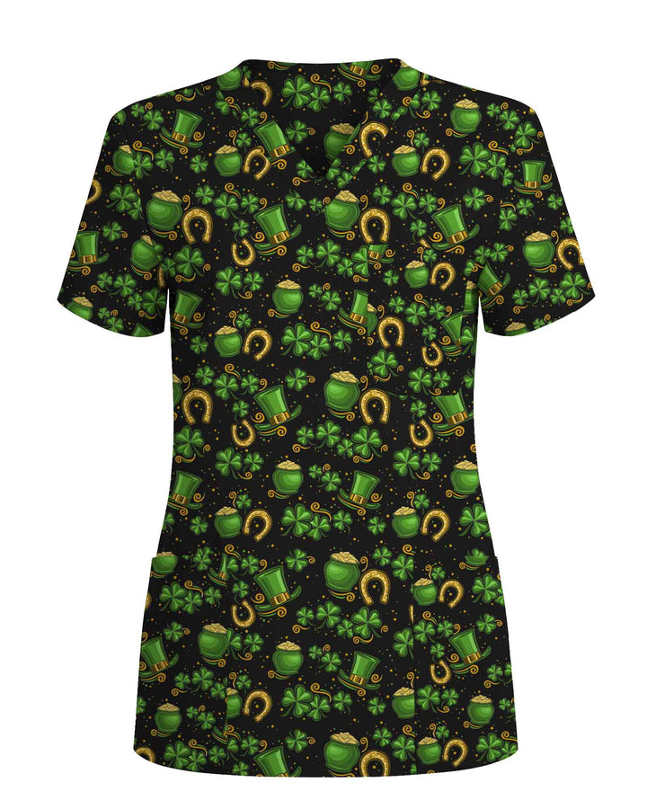Lucky Clover St. Patrick’s Day Scrub Top