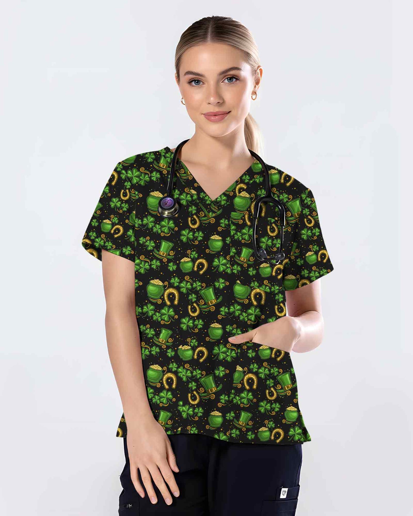 Lucky Clover St. Patrick’s Day Scrub Top - Scrubloop