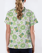 Lucky Latte Cozy Café Charm Women Scrub Top - Scrubloop