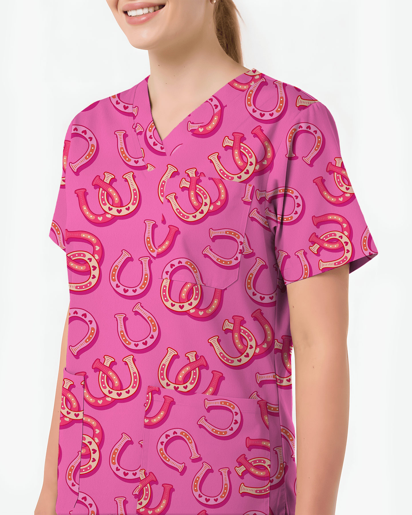 Lucky Latte Golden Morning Glow Women Scrub Top - Scrubloop