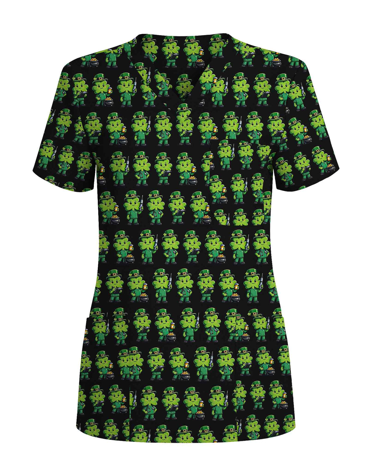 Lucky Shamrock Leprechaun St. Patrick's Day Scrub Top - Scrubloop