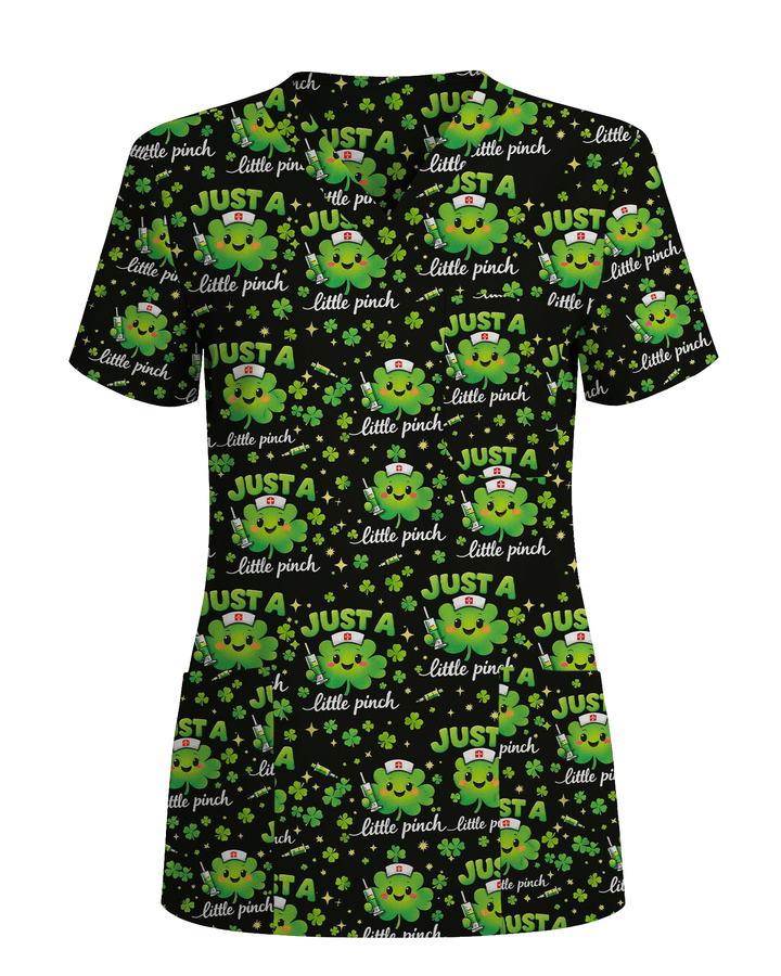 Lucky Shamrock Nurse Medical Scrub Top