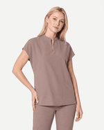 Mandarin Dolman Top Smokey Taupe - Scrubloop