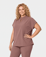 Mandarin Dolman Top Smokey Taupe - Scrubloop