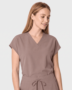 Mandarin Dolman Top Smokey Taupe - Scrubloop