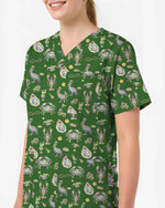 Mardi Gras Seafood Carnival Scrub Top - Scrubloop