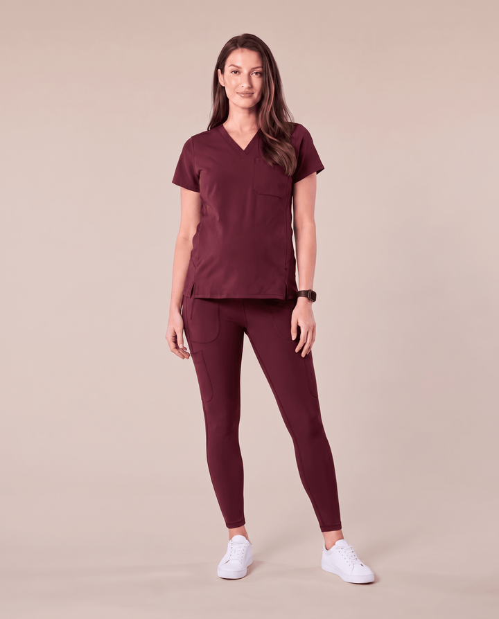 Maternity Scrub Legging Burgundy