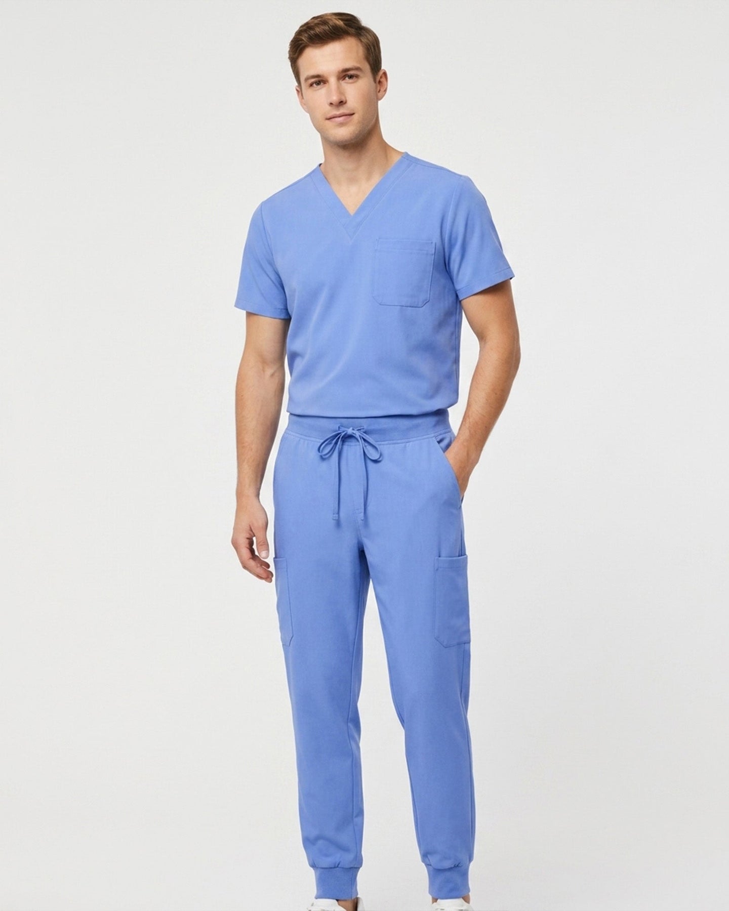 Men's 6-Pocket Jogger Scrub Pant Ceil Blue - Scrubloop