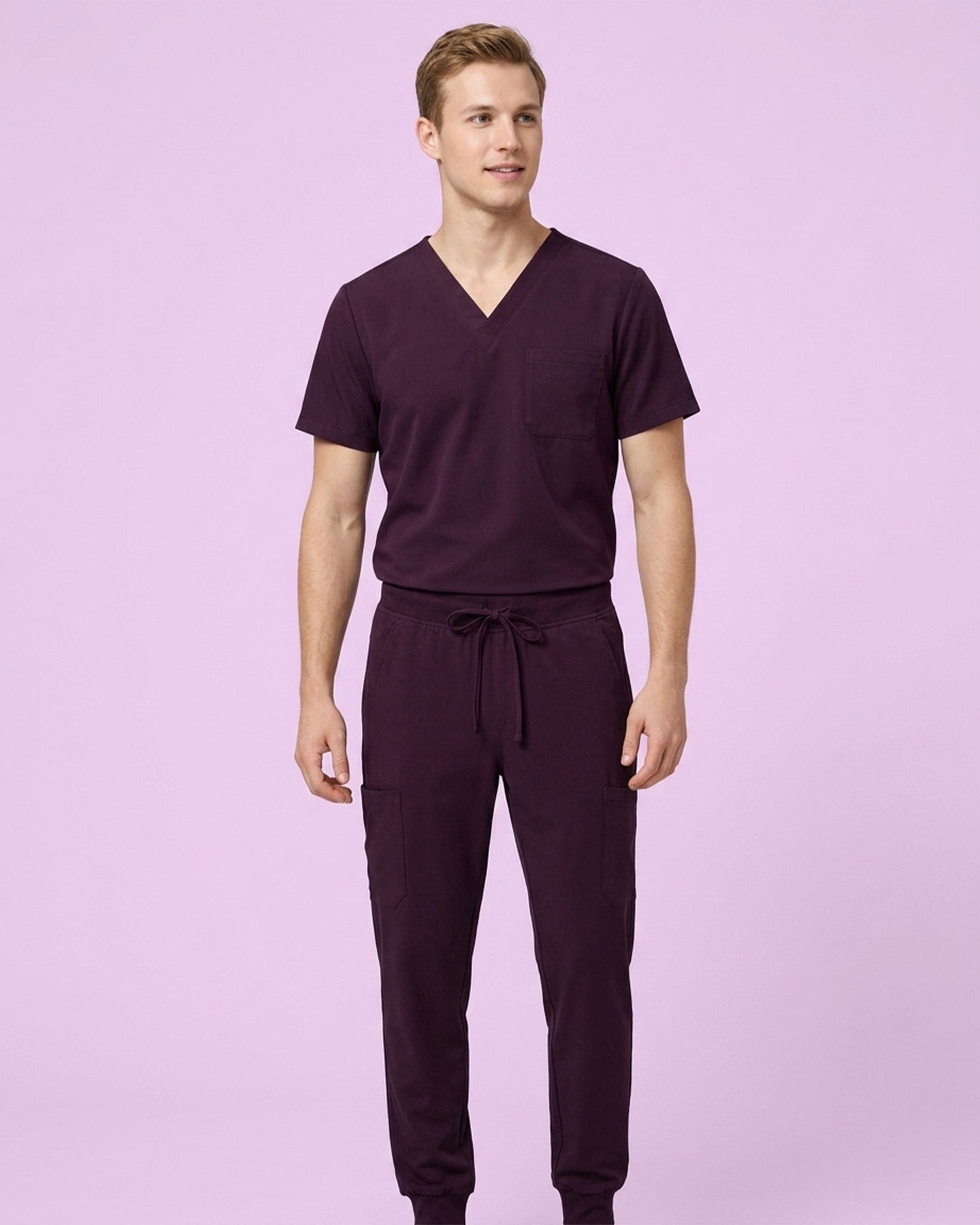 Men's 6-Pocket Jogger Scrub Pant Deep Eggplant - Scrubloop