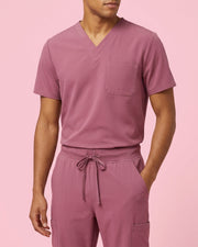 One-Pocket V-neck Top Mauve