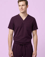 One-Pocket V-neck Top Deep Eggplant