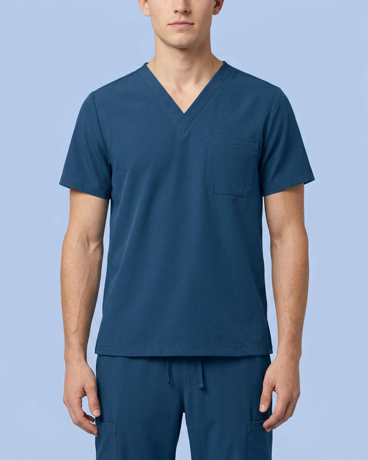 Men's One-Pocket V-neck Scrub Top Ocean