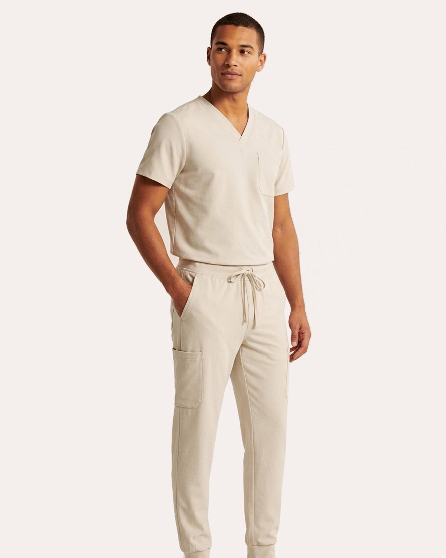 Men's One-Pocket V-neck Scrub Top Birch - Scrubloop