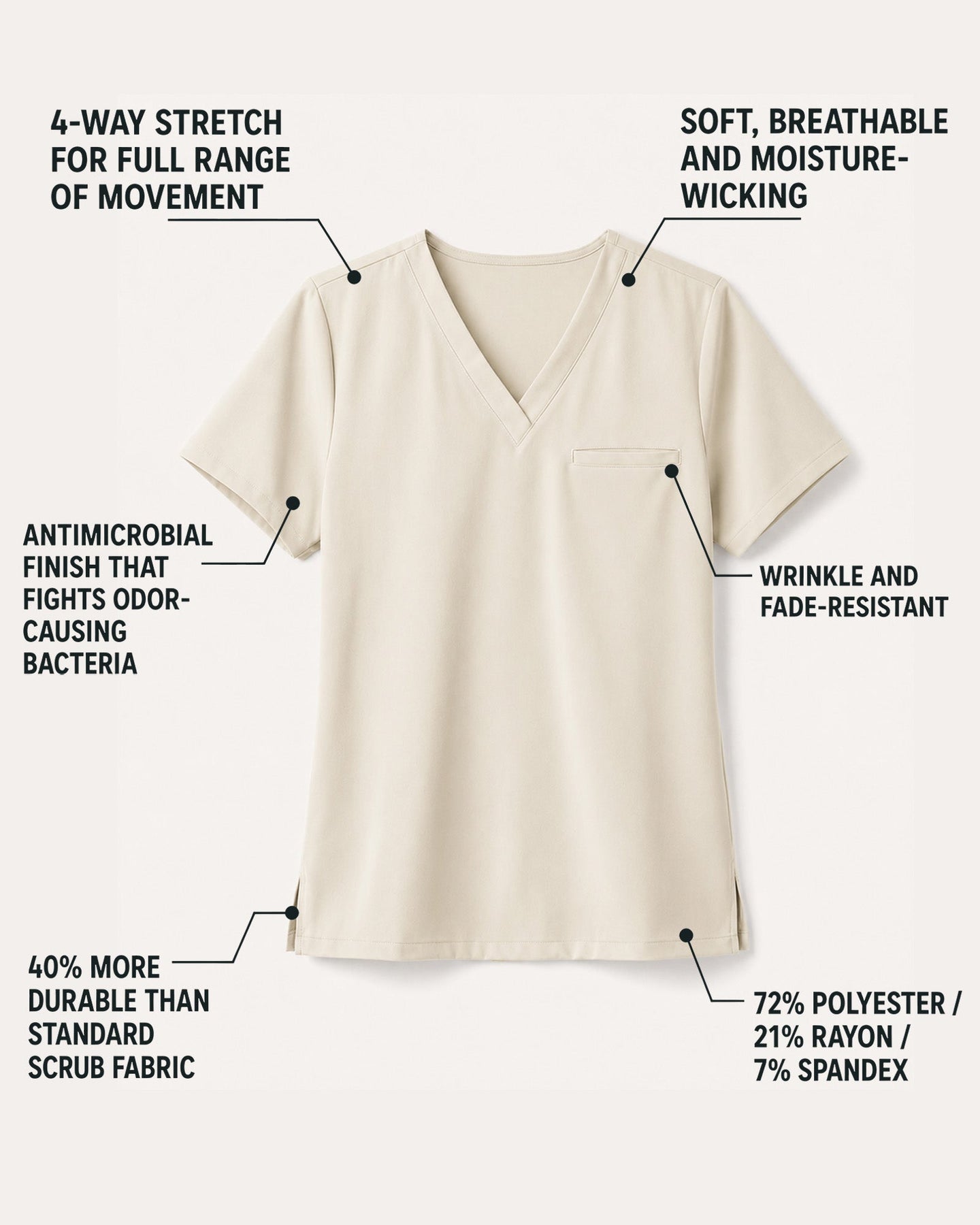 Men's One-Pocket V-neck Scrub Top Birch - Scrubloop