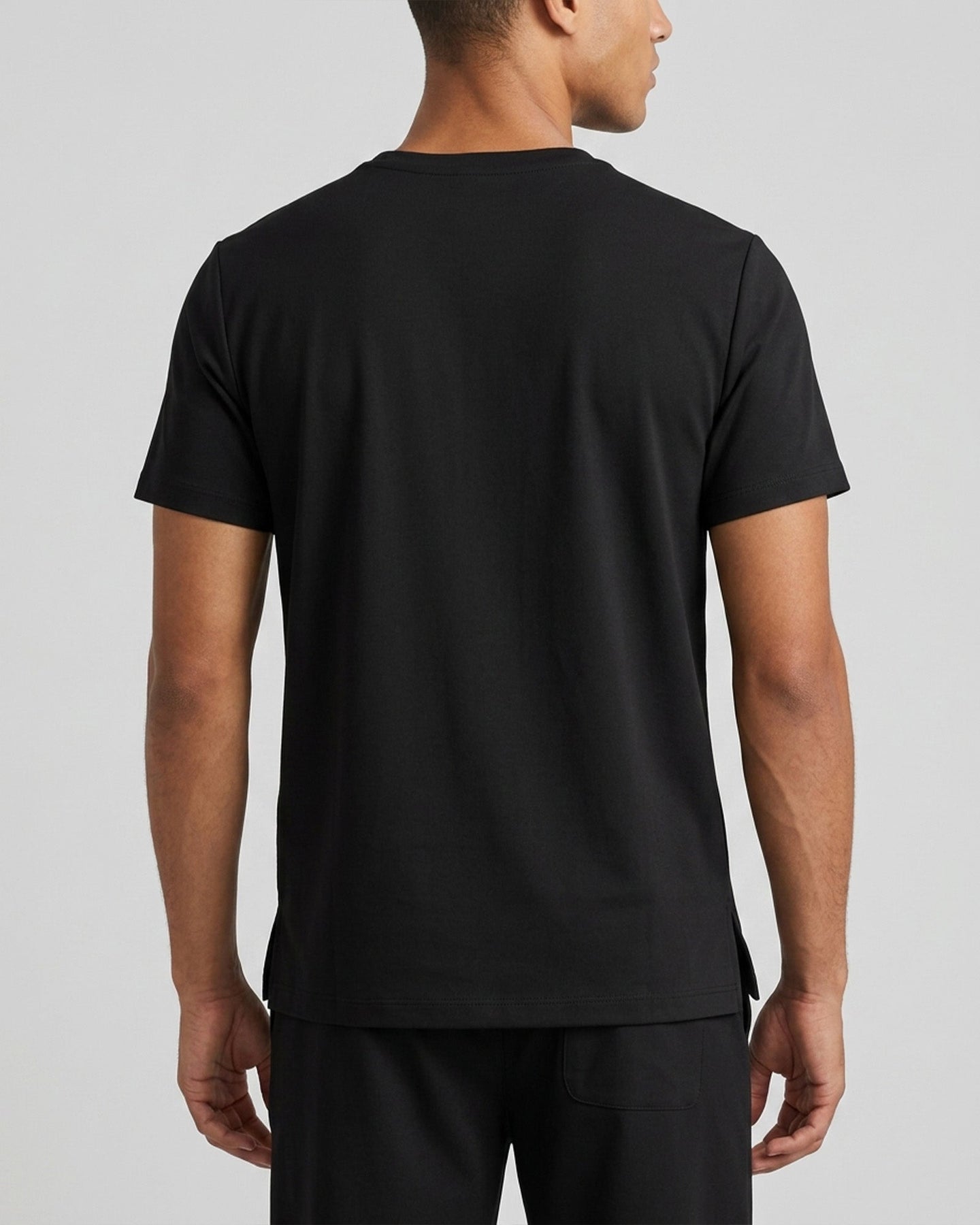Men's One-Pocket V-neck Scrub Top Black - Scrubloop