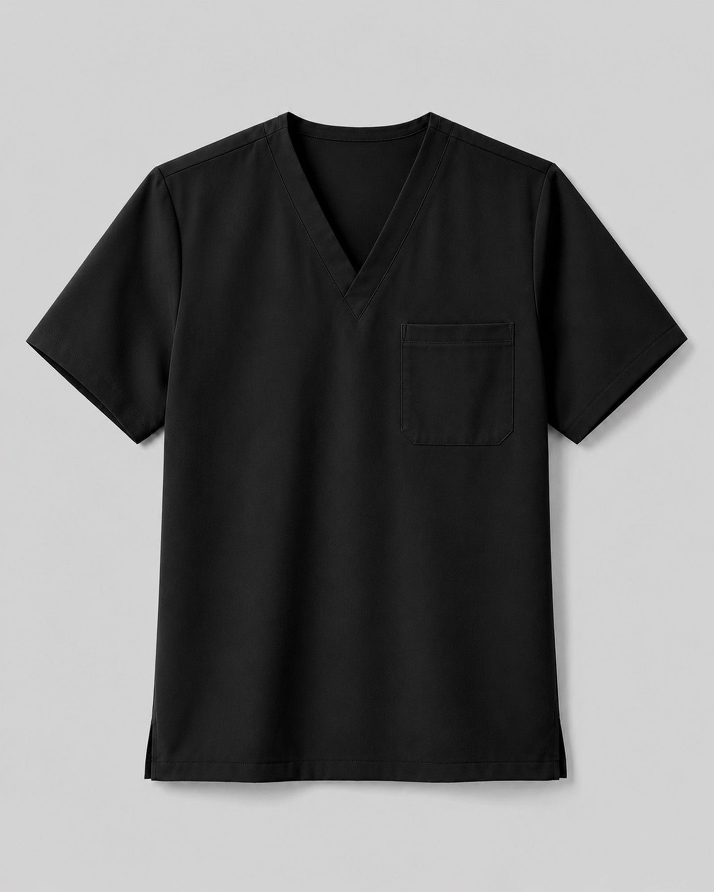 Men's One-Pocket V-neck Scrub Top Black - Scrubloop