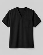 Men's One-Pocket V-neck Scrub Top Black - Scrubloop