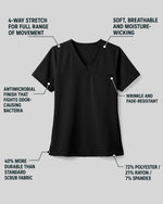 Men's One-Pocket V-neck Scrub Top Black - Scrubloop