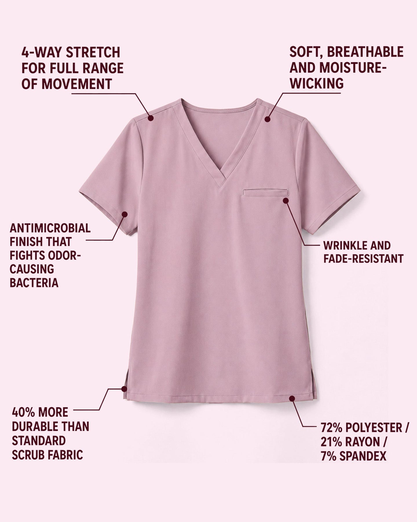 Men's One-Pocket V-neck Scrub Top Blossom - Scrubloop