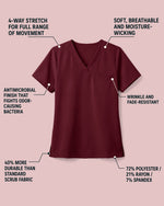 Men's One-Pocket V-neck Scrub Top Burgundy - Scrubloop