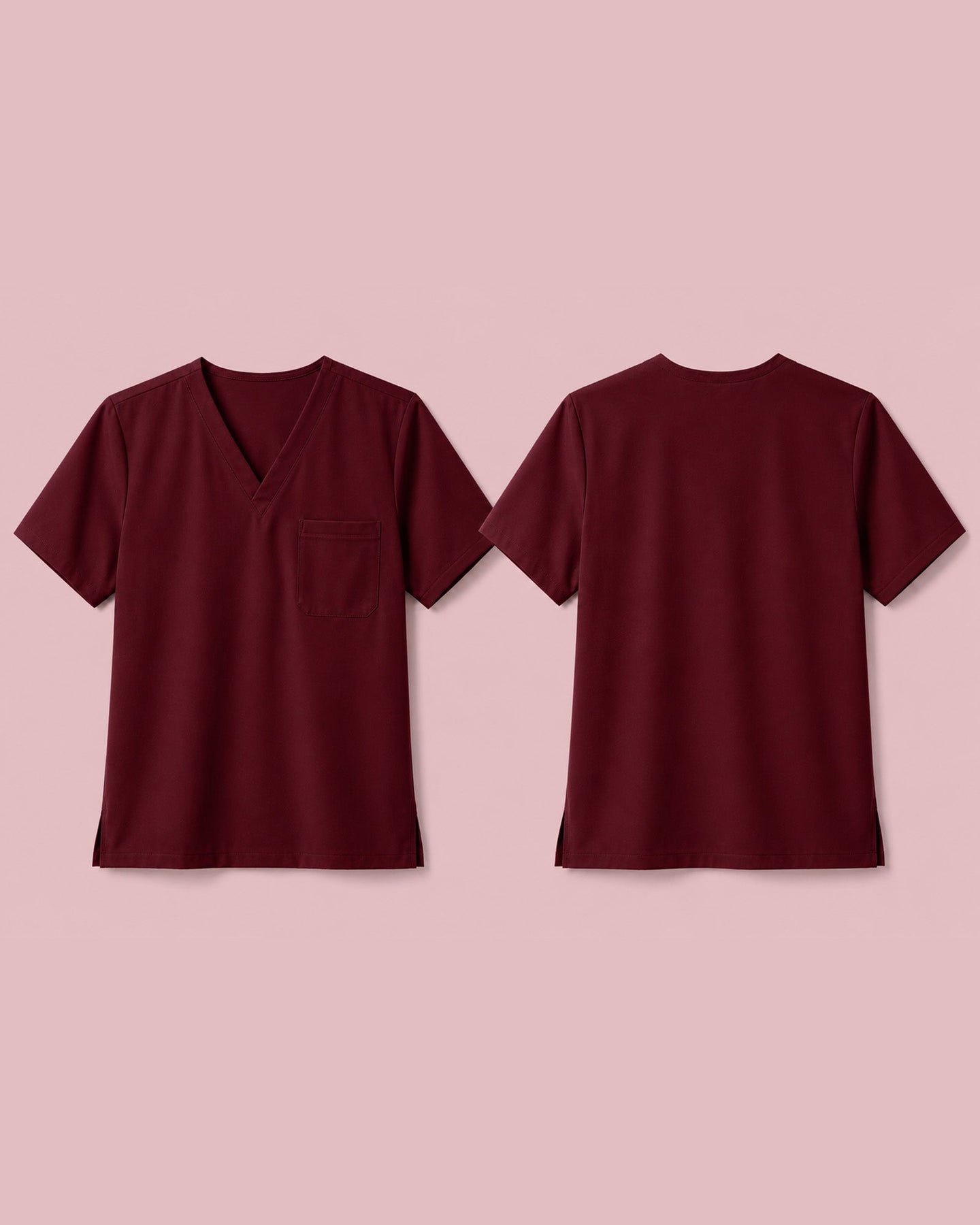 Men's One-Pocket V-neck Scrub Top Burgundy - Scrubloop