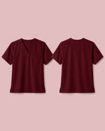 Men's One-Pocket V-neck Scrub Top Burgundy - Scrubloop
