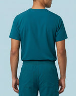 Men's One-Pocket V-neck Scrub Top Caribbean Blue - Scrubloop