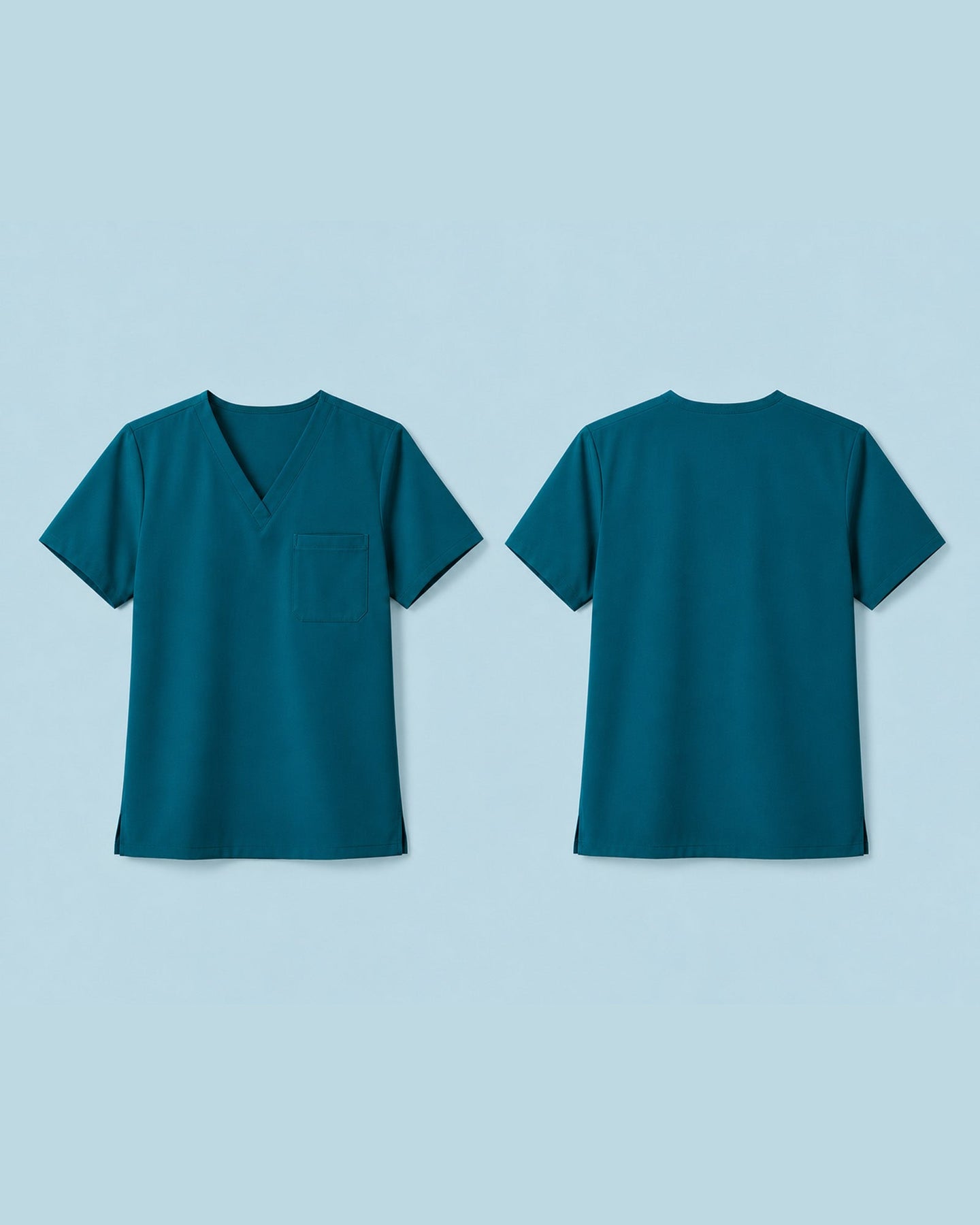 Men's One-Pocket V-neck Scrub Top Caribbean Blue - Scrubloop