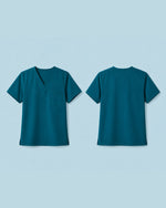 Men's One-Pocket V-neck Scrub Top Caribbean Blue - Scrubloop
