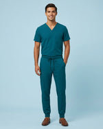 Men's One-Pocket V-neck Scrub Top Caribbean Blue - Scrubloop